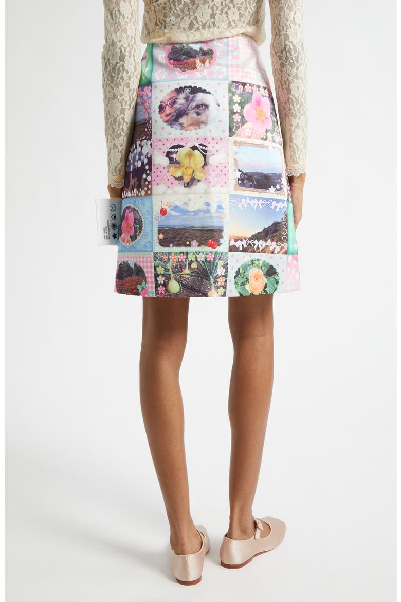 Sandy Liang Ina Sticker Print Satin A-Line Skirt (Women) | Nordstrom