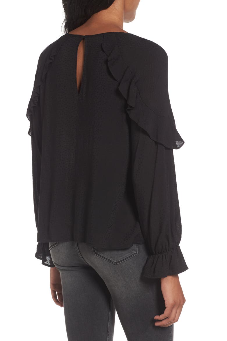 Textured Ruffle Blouse, Alternate, color, BLACK