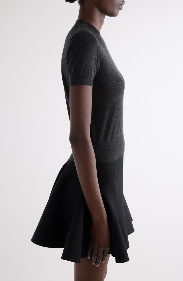 Givenchy Short Sleeve Silk Sweater, Alternate, color, Charcoal