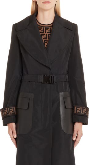Fendi Leather Pocket Trench Coat | Nordstrom