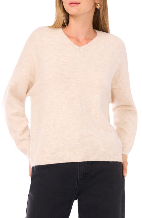 Argyle Sequin V-Neck Sweater