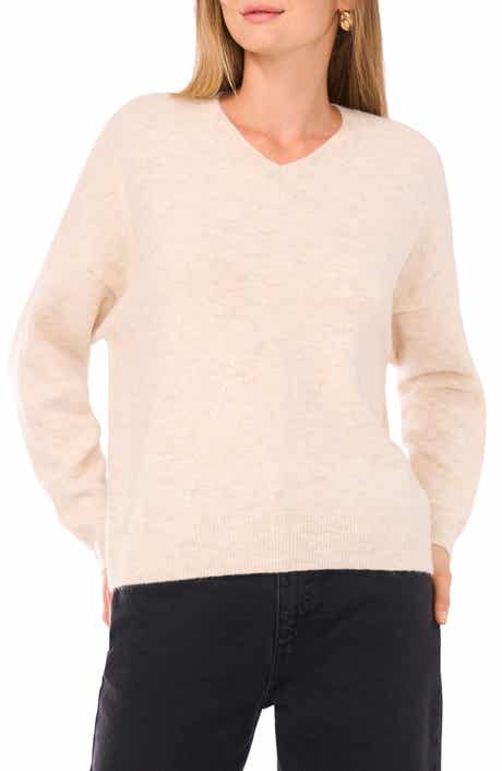 Halogen® Argyle Sequin V-Neck Sweater