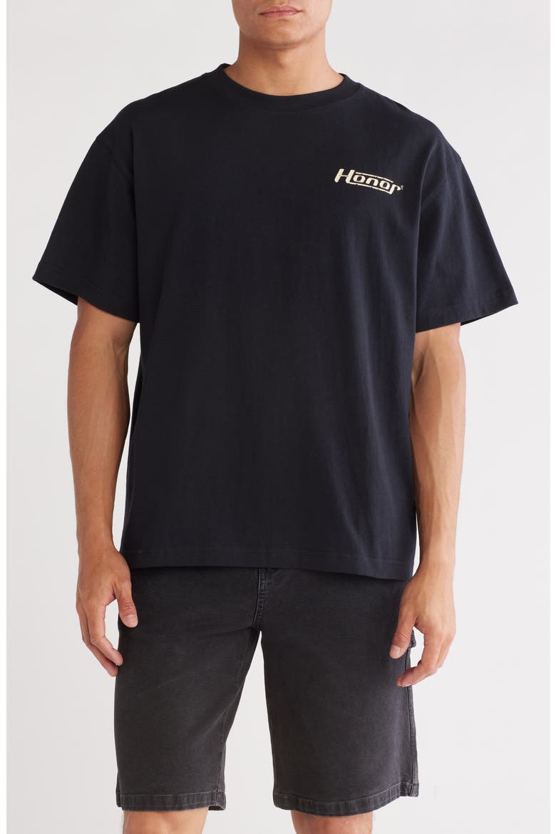 Globe Logo Graphic T-Shirt, Main, color, BLACK