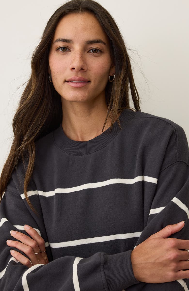 Marine Layer Cloud 9 Fleece Stripe Oversize Sweatshirt, Alternate, color, Black/ White Stripe