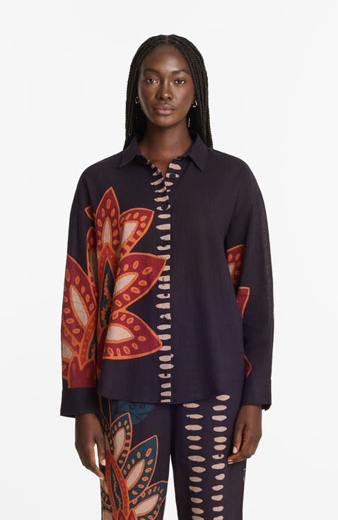 Printed Linen Rina Top Razu