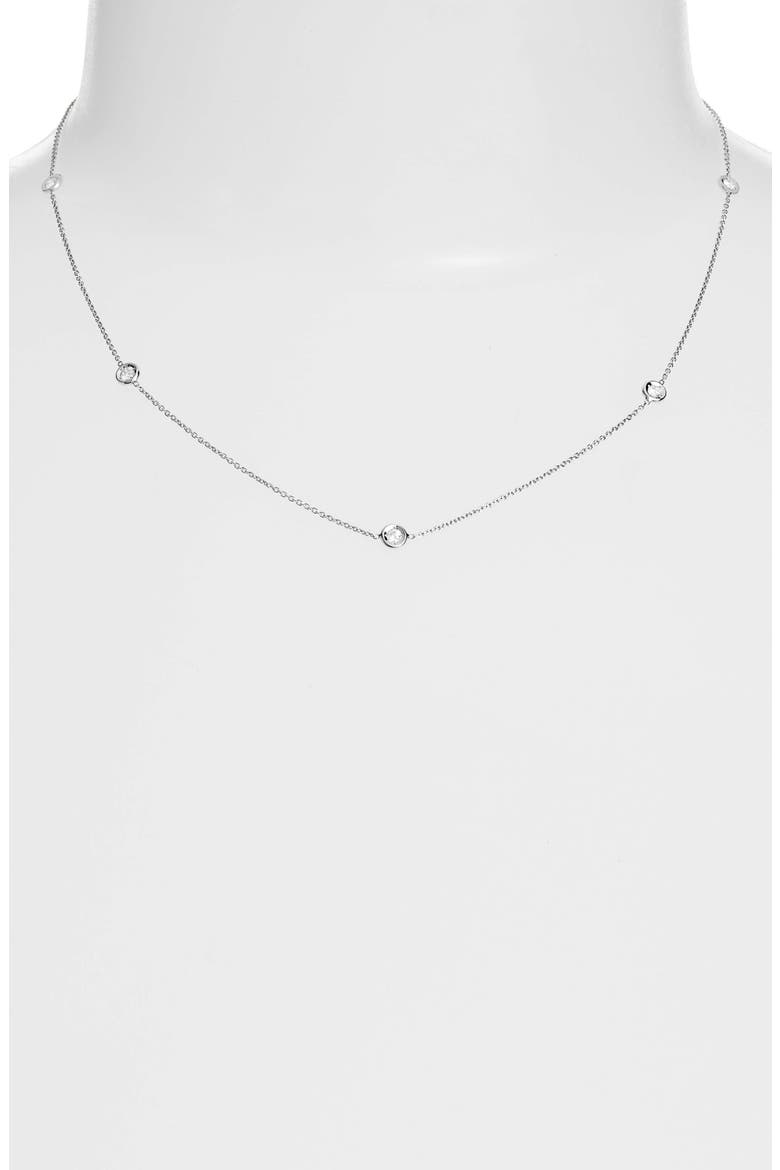 Diamond Station Necklace, Alternate, color, WHITE GOLD