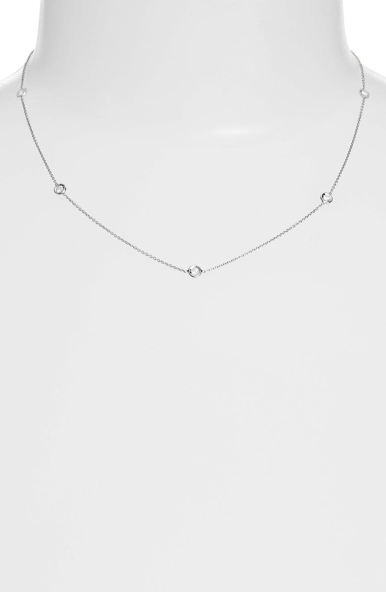 Roberto Coin Diamond Station Necklace, Alternate, color, White Gold