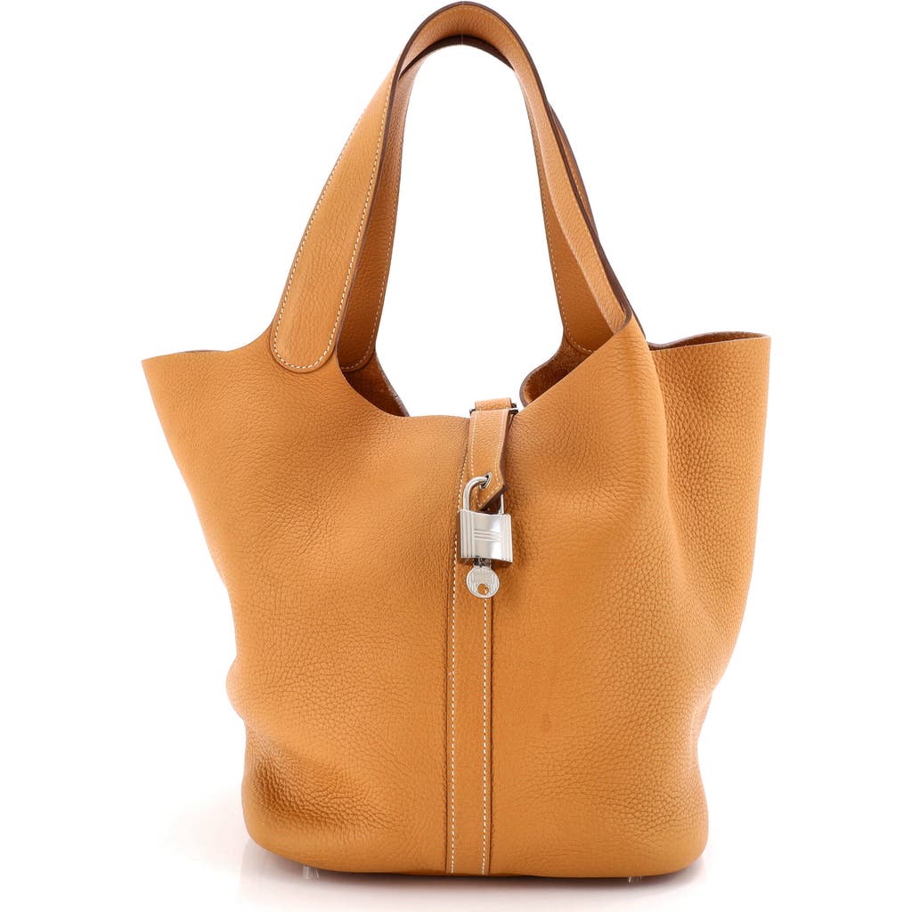 Pre-owned Hermes Hermes Picotin Lock Bag Clemence Gm In Gold