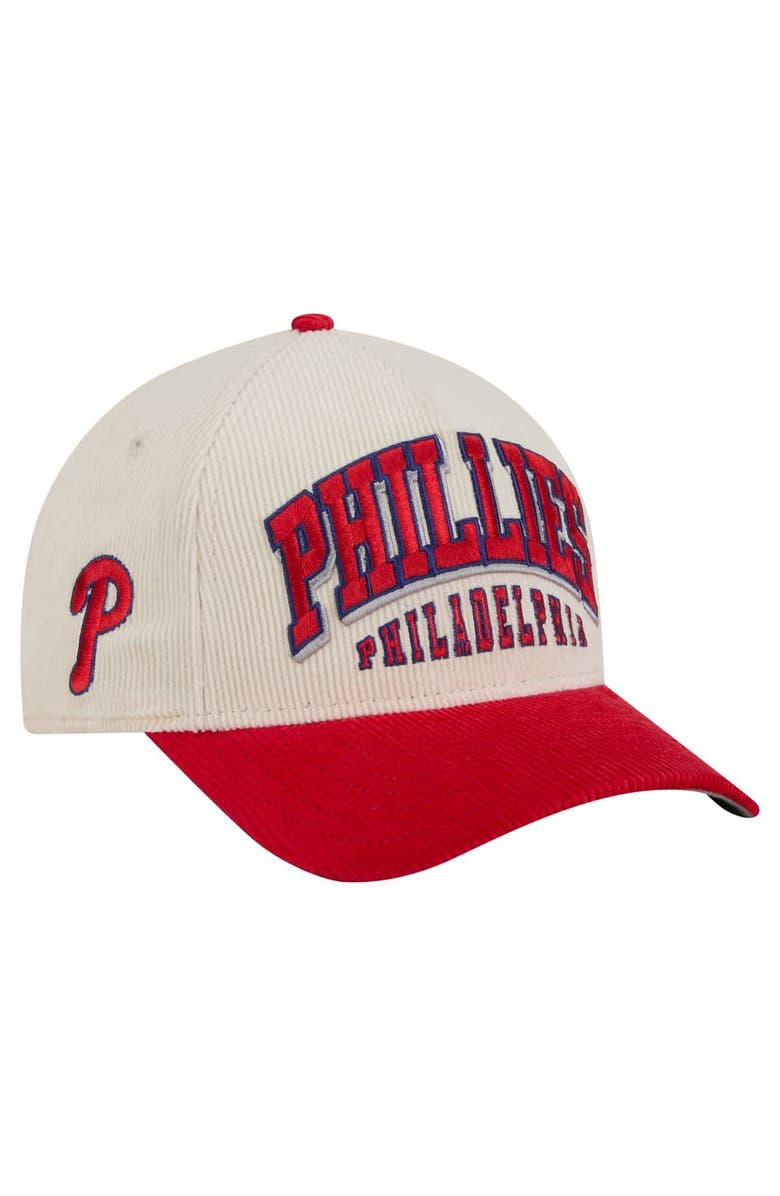 New Era Men's New Era  Cream/Red Philadelphia Phillies Sided Corduroy 9FORTY A-Frame Adjustable Hat, Main, color, Cream