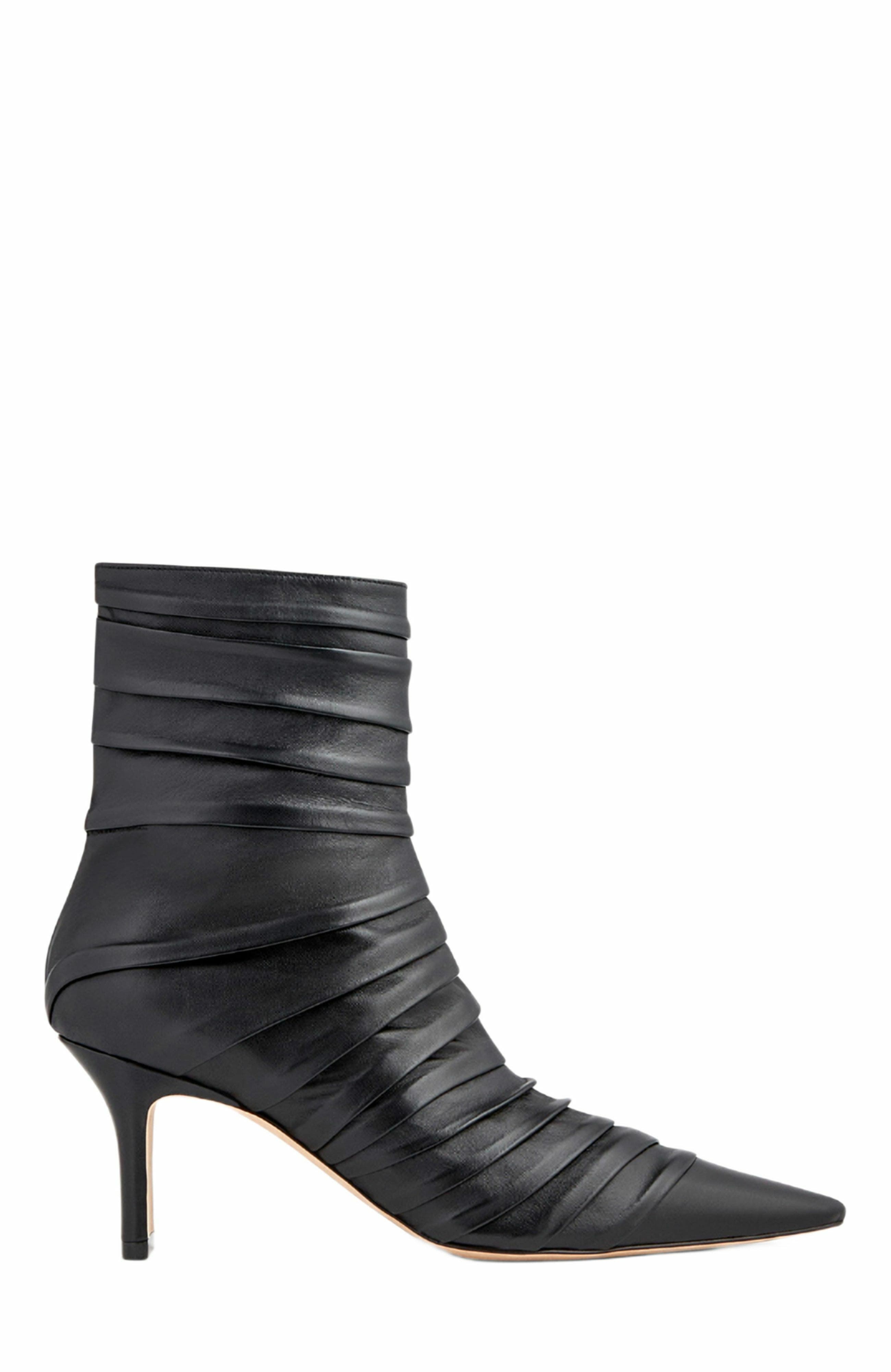 Neil J. Rodgers Plisse Ankle Boot, Main, color, Black Nappa