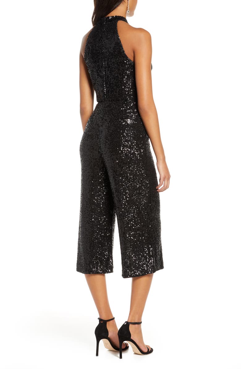 Forest Lily Crop Sequin Jumpsuit, Alternate, color, 