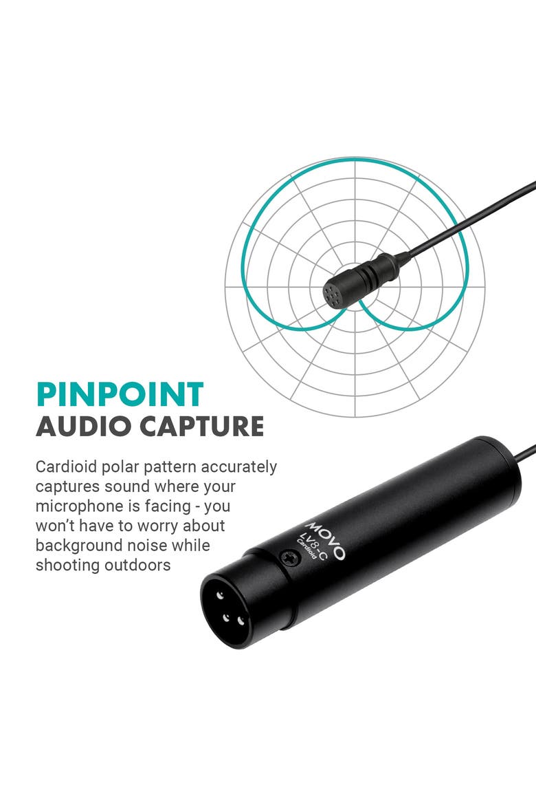 LV8-C Broadcast-Quality XLR Lavalier Mic - Cardioid Condenser, Alternate, color, Black