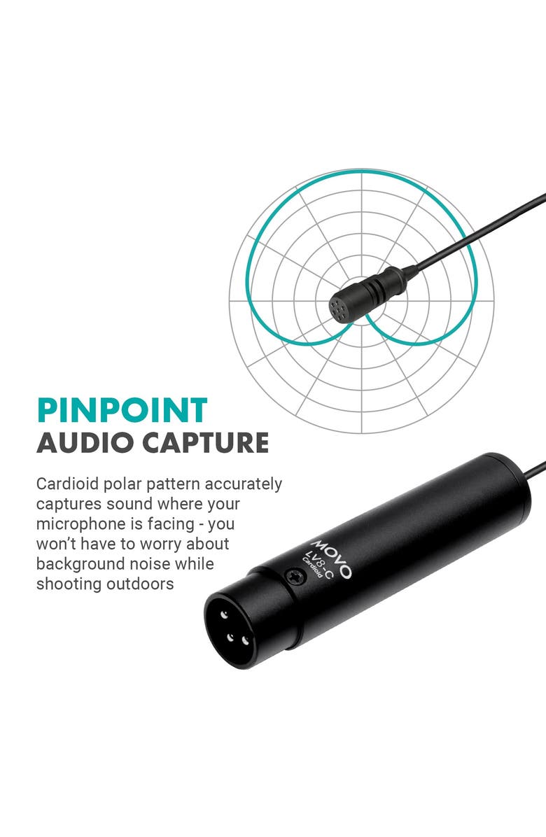 MOVO LV8-C Broadcast-Quality XLR Lavalier Mic - Cardioid Condenser, Alternate, color, Black