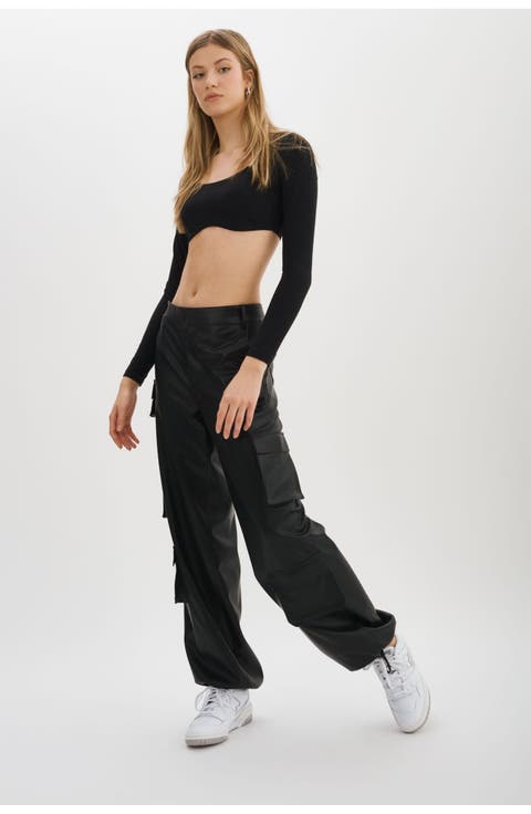Bobbi | Faux Leather Cargo Pants