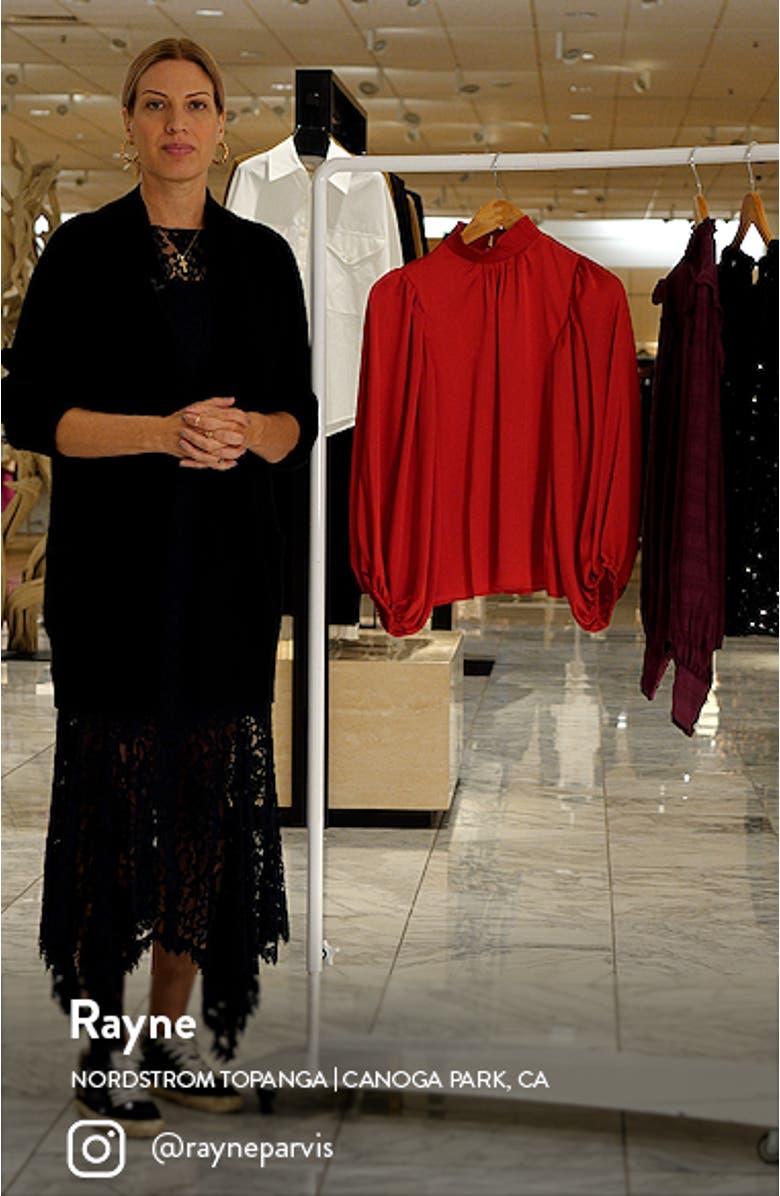 Smocked Neck Balloon Sleeve Blouse, sales video thumbnail