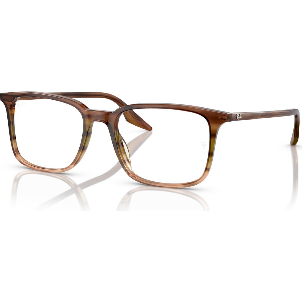 Ray Ban Ray-ban 55mm Rectangle Optical Glasses In Brown