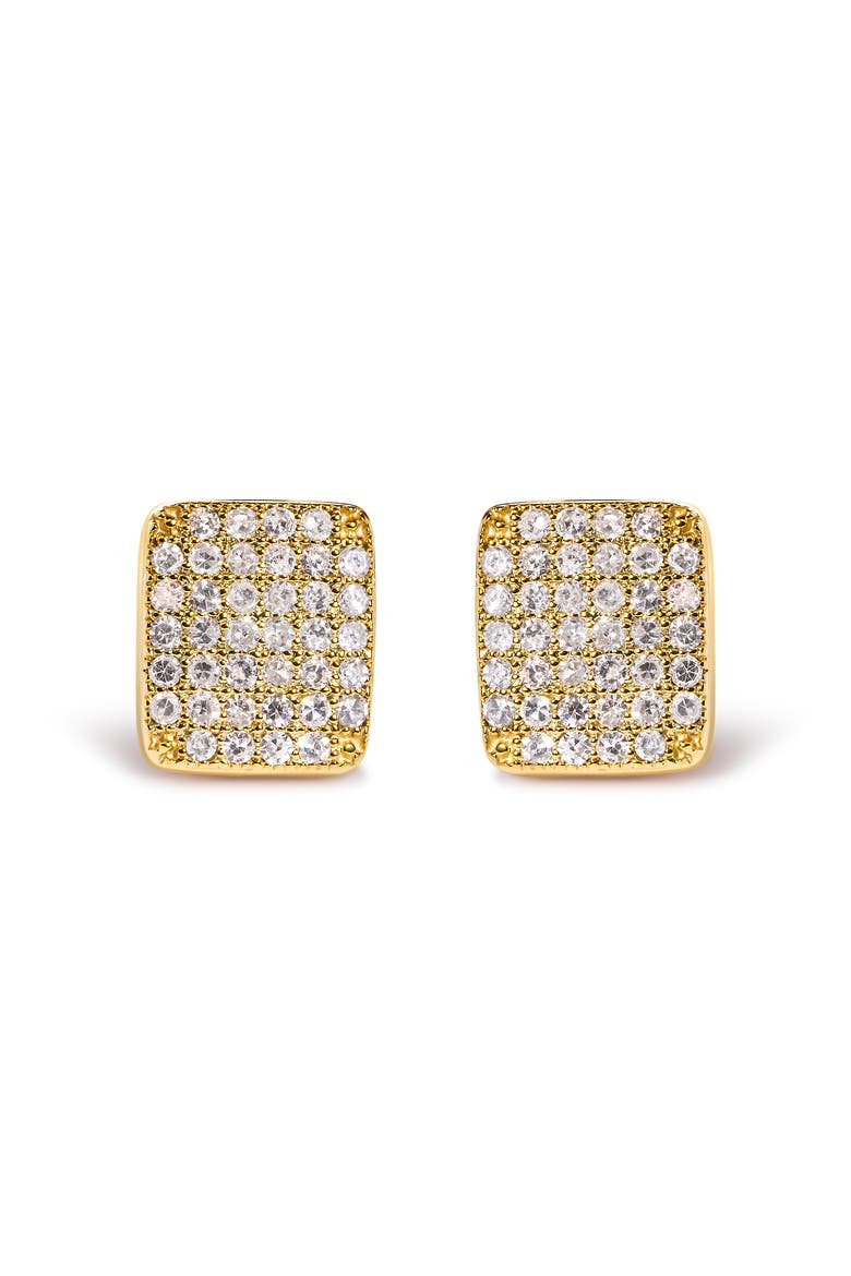 14K Yellow Gold 1/2 Ct Diamond Square Shaped Composite Cluster Stud Earrings, Main, color, Yellow