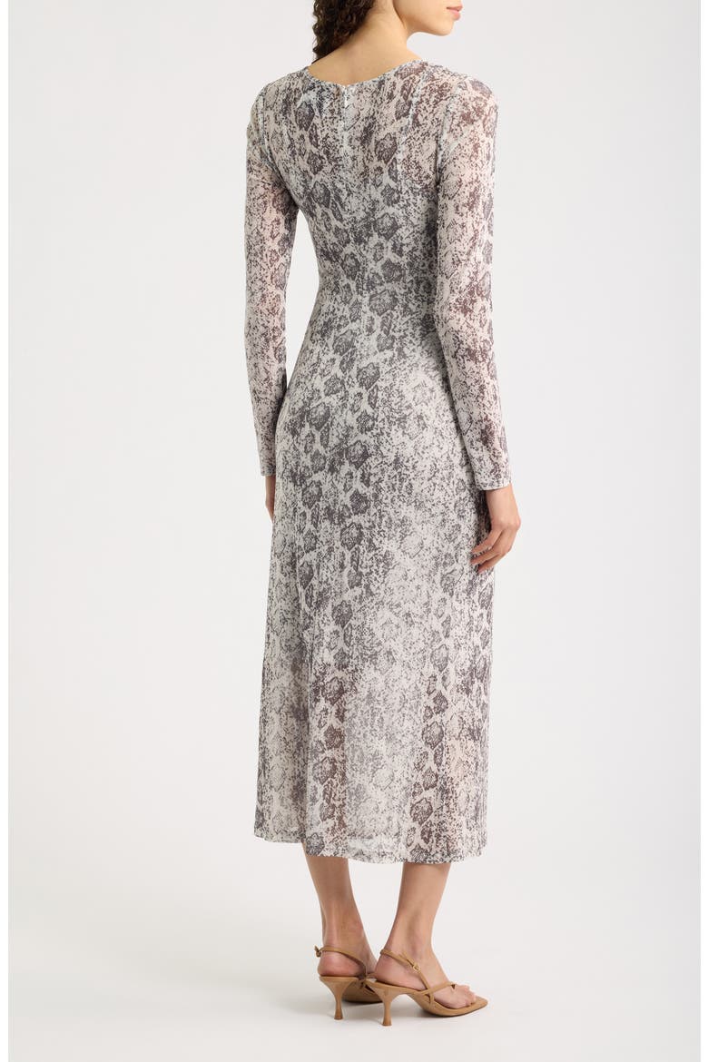 Snakeskin Print Long Sleeve Maxi Dress, Alternate, color, GREY