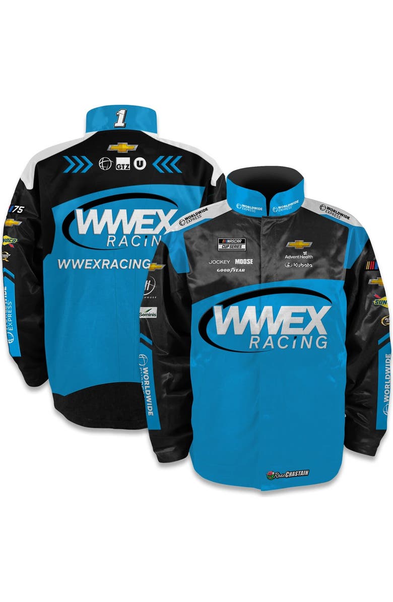 Trackhouse Racing Team Collection Men's Trackhouse Racing Team Collection Black Ross Chastain WWEX Nylon Uniform Full-Snap Jacket, Main, color, Black