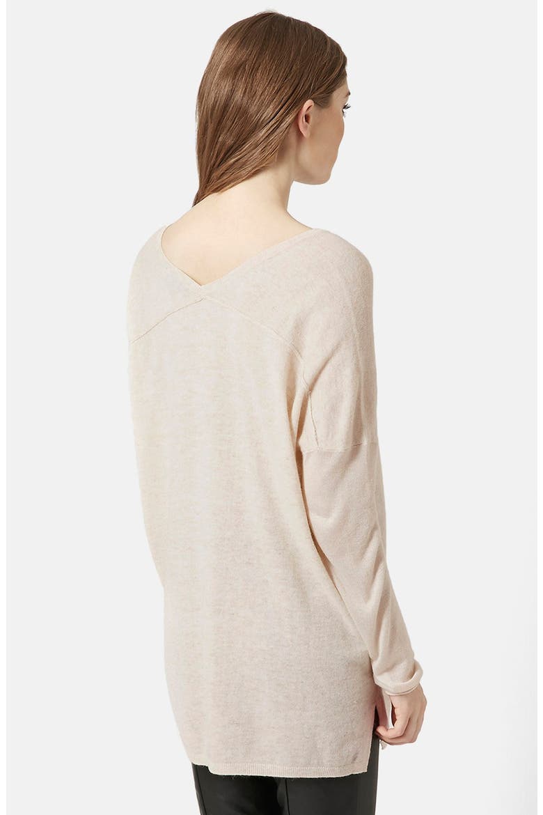 Front Seam V-Neck Sweater, Alternate, color, CREAM