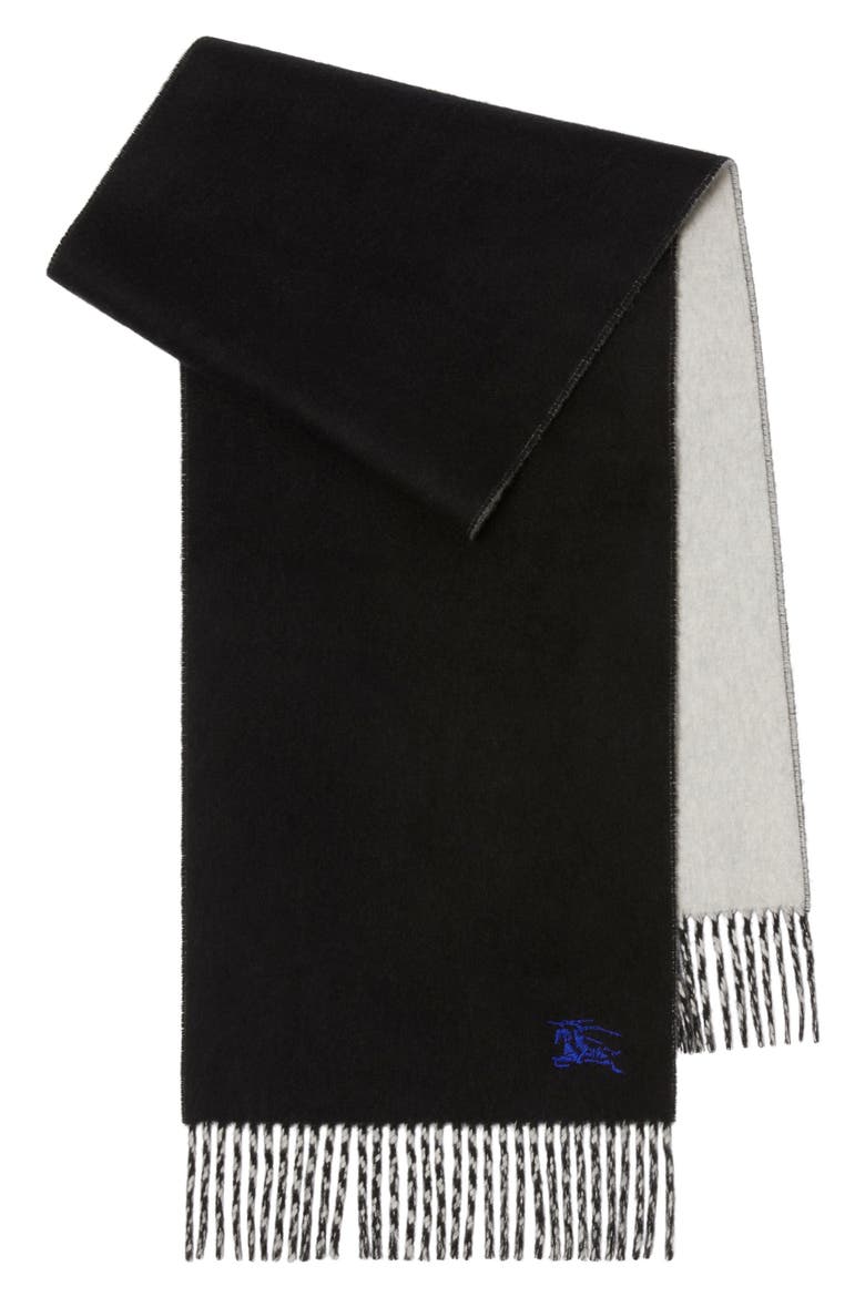 Reversible EKD Embroidered Cashmere Scarf, Main, color, BLACK/ MITTEN GREY