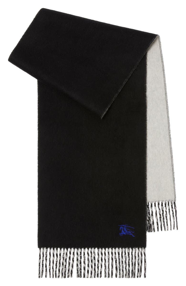 Burberry Reversible EKD Embroidered Cashmere Scarf, Main, color, Black/ Mitten Grey
