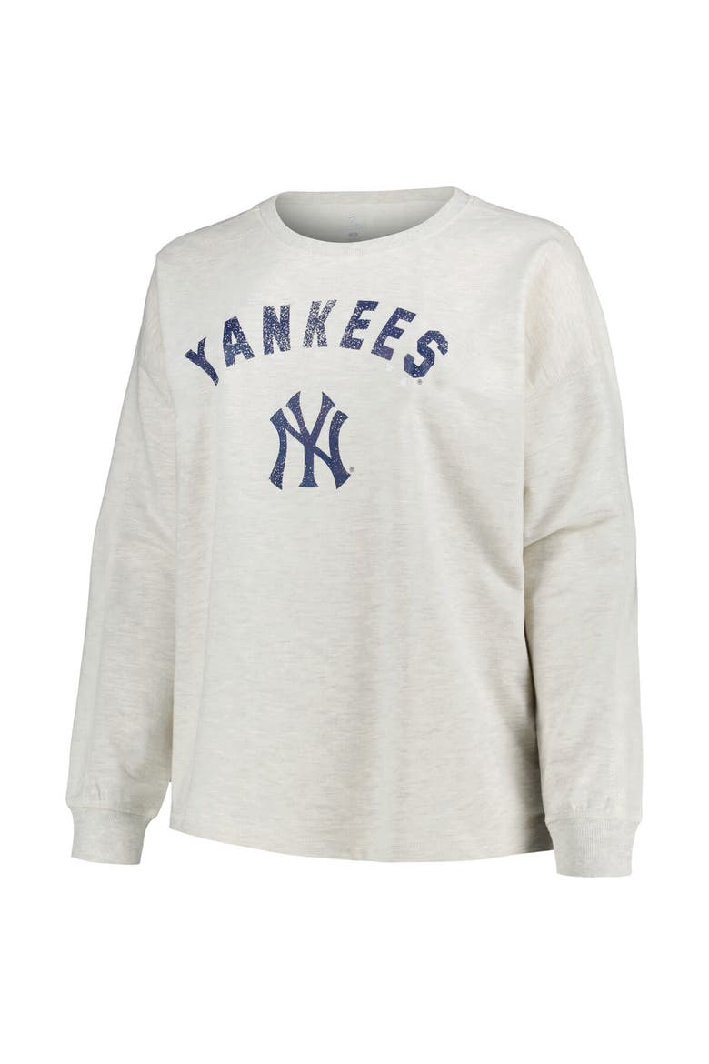Women's Profile Oatmeal New York Yankees Plus Size French Terry Pullover Sweatshirt, Alternate, color, Oatmeal