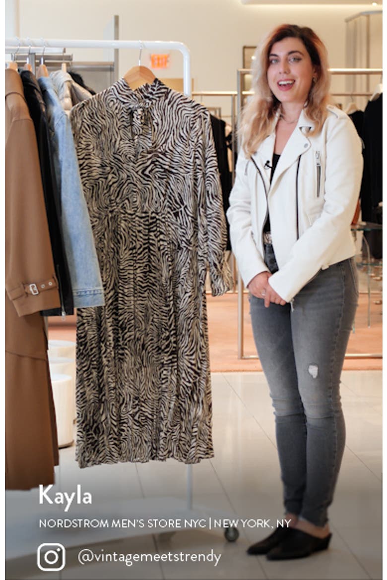 Dorothe Abstract Animal Print Long Sleeve Midi Dress video