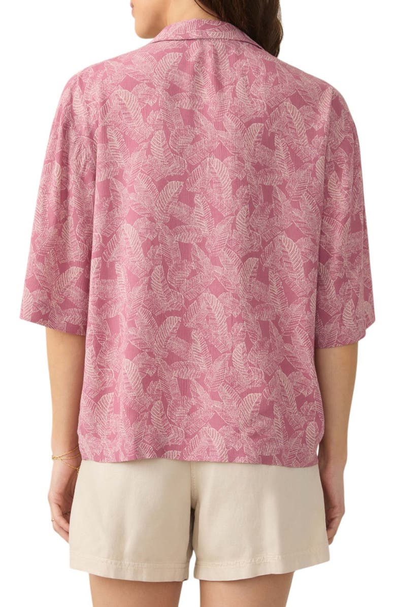 Faherty Cabana Short Sleeve Shirt, Alternate, color, Dusty Rose Banana Leaf
