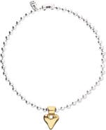 UNODE50 Sterling Silver Plated Ball Necklace With Heart Detail In 18K Gold