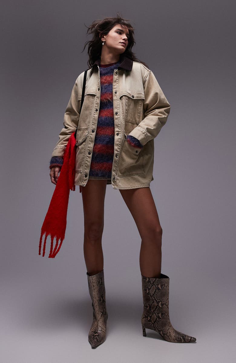 Topshop Denim Barn Jacket, Alternate, color,