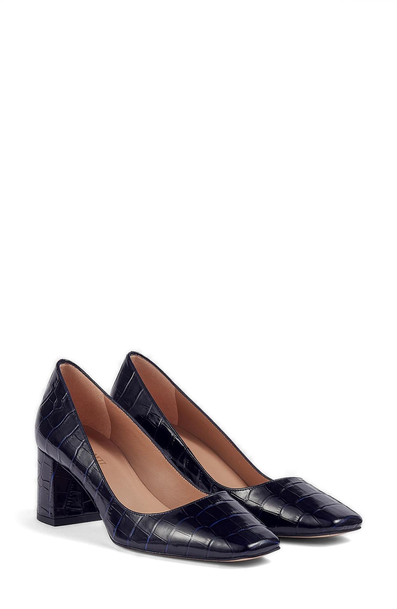 LK Bennett Sally Croc Embossed Pump, Main, color, Navy