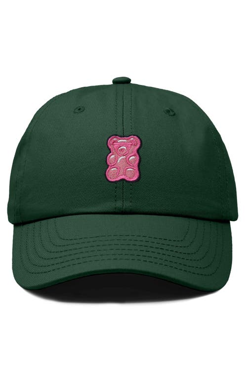 Dalix Pink Gummy Embroidered Casual Cap In Dark Green