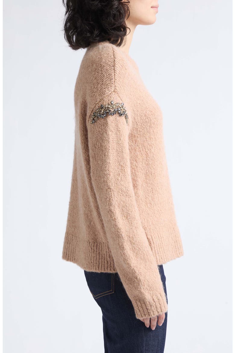 Crystal Lilliana Crewneck Sweater, Alternate, color, LIGHT RUSSET