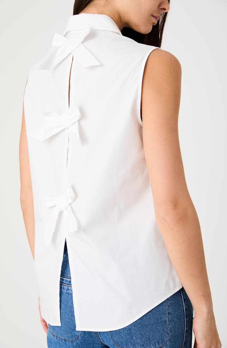 French Connection High-Low Bow Back Sleeveless Shirt, Alternate, color, Summer White