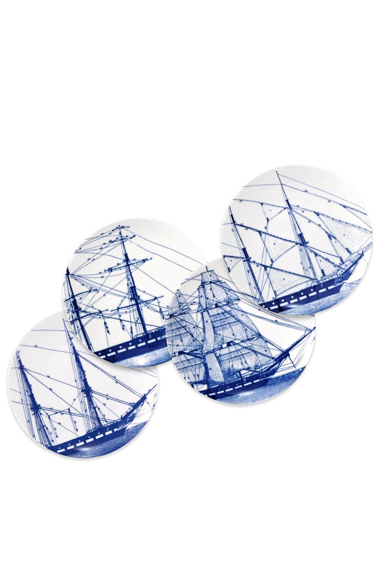 Caskata Rigging Small Plates, Mixed Set of 4 - Porcelain, Alternate, color, Blue