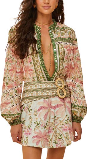 Palm Dream Linen Blend Button-Up Shirt