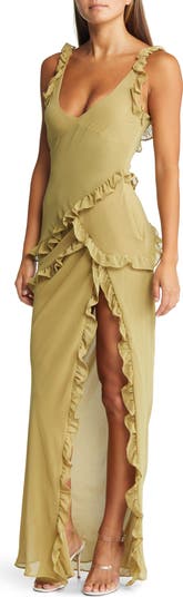 HOUSE OF CB Pixie Ruffle Georgette Body-Con Cocktail Dress