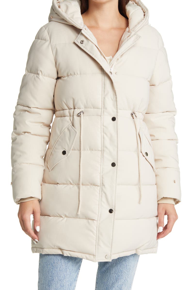AZALEA WANG Faux Fur Trim Puffer Coat, Alternate, color,
