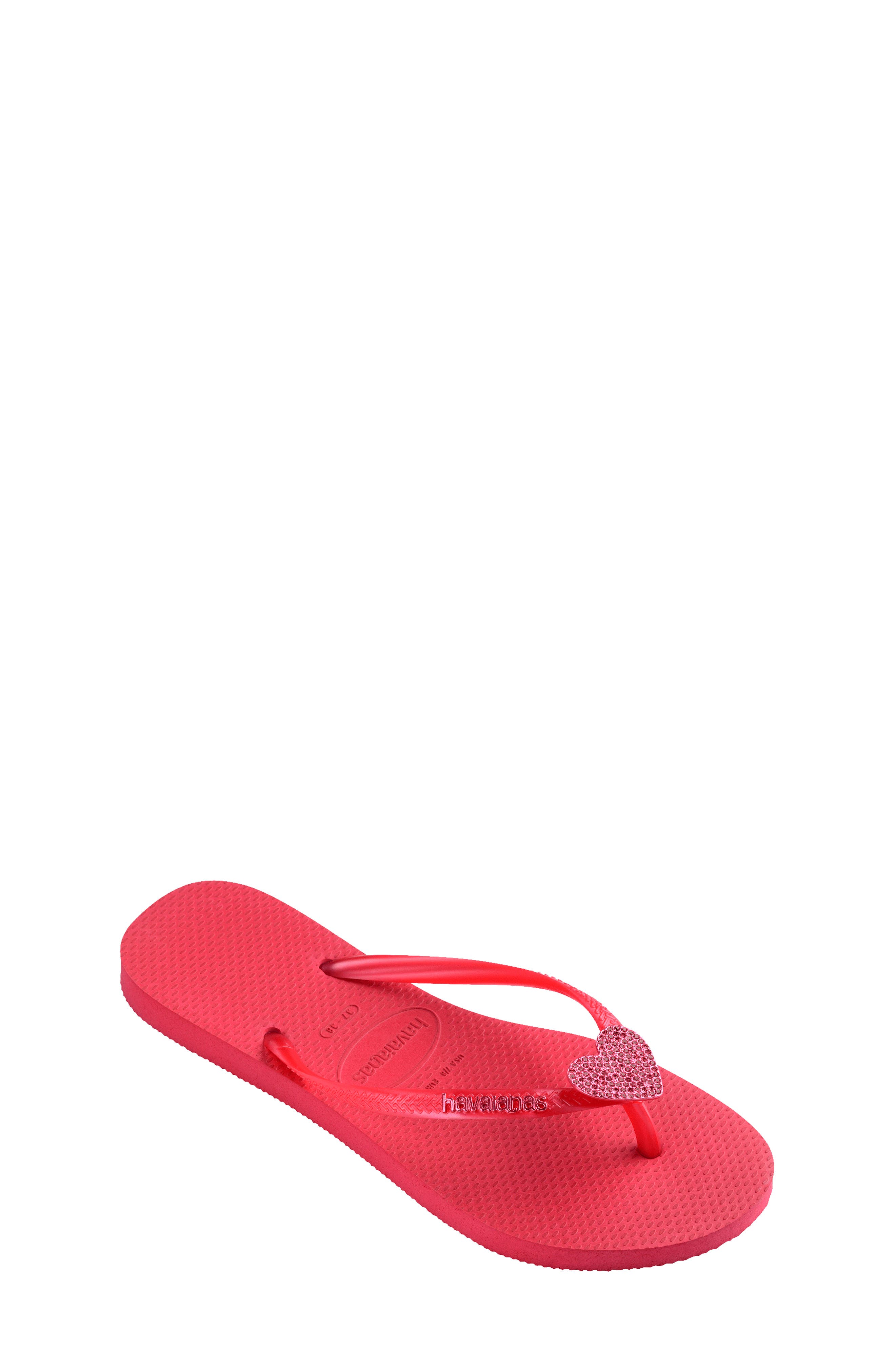 Havaianas Kids' Slim Crystal Charm Flip Flop, Main, color, Pink Fever