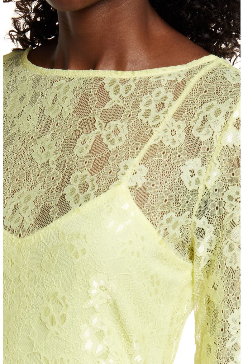 Sheer Lace Long Sleeve Maxi Dress, Alternate, color, YELLOW ELFIN