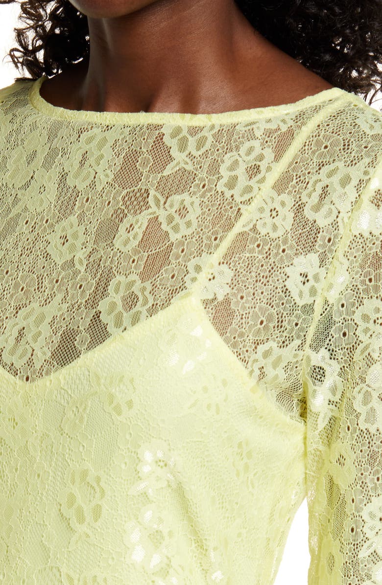 Open Edit Sheer Lace Long Sleeve Maxi Dress, Alternate, color,