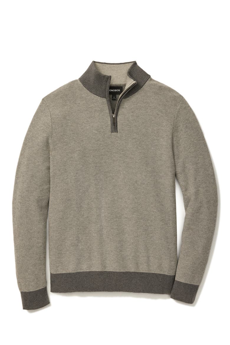 Honeycomb Cotton & Cashmere Quarter Zip Sweater, Alternate, color, ASHES GC FLANNEL GC