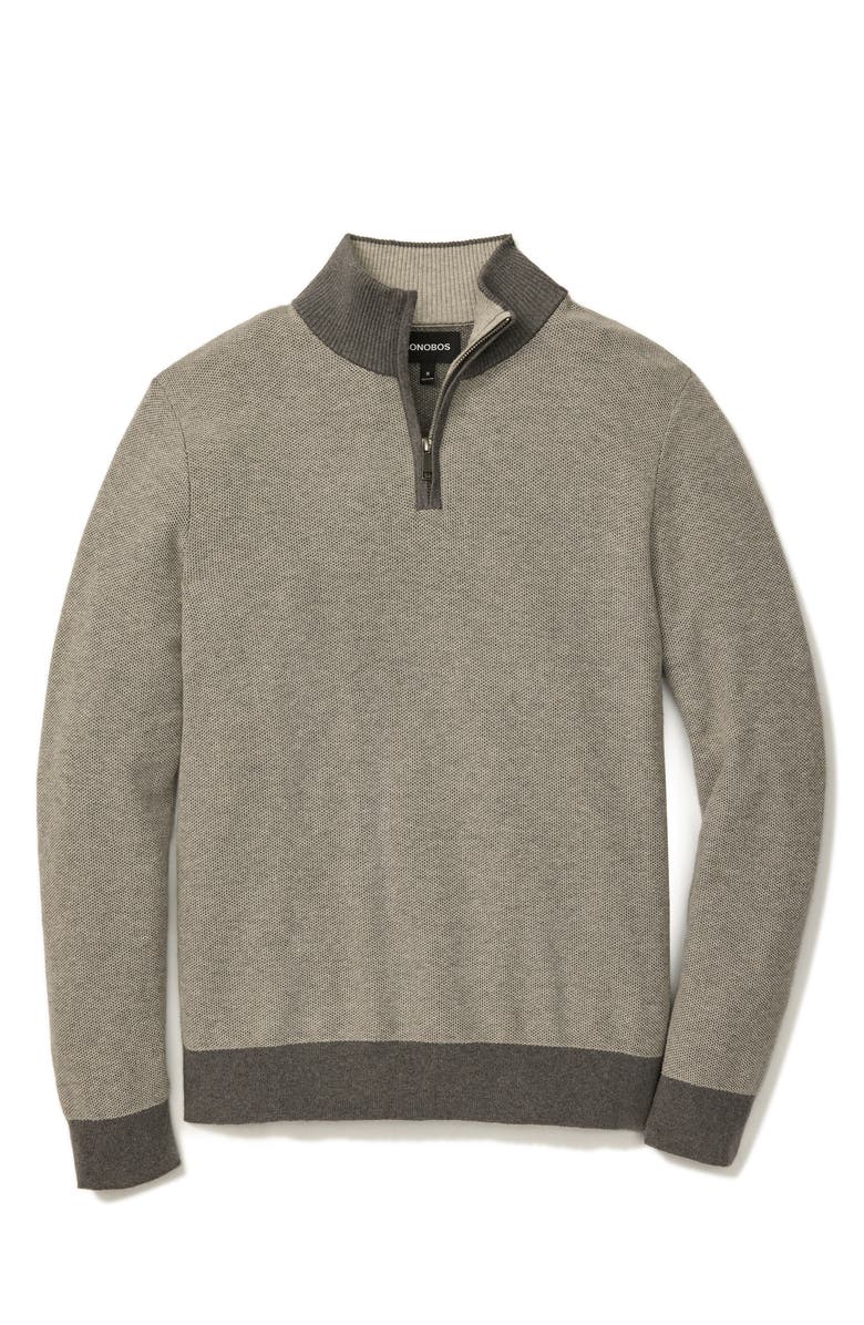 Bonobos Honeycomb Cotton & Cashmere Quarter Zip Sweater, Alternate, color, Ashes Gc Flannel Gc