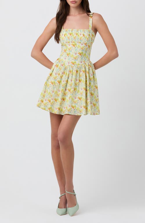 Astr The Label Ruched Bodice Cotton Dress In Yellow