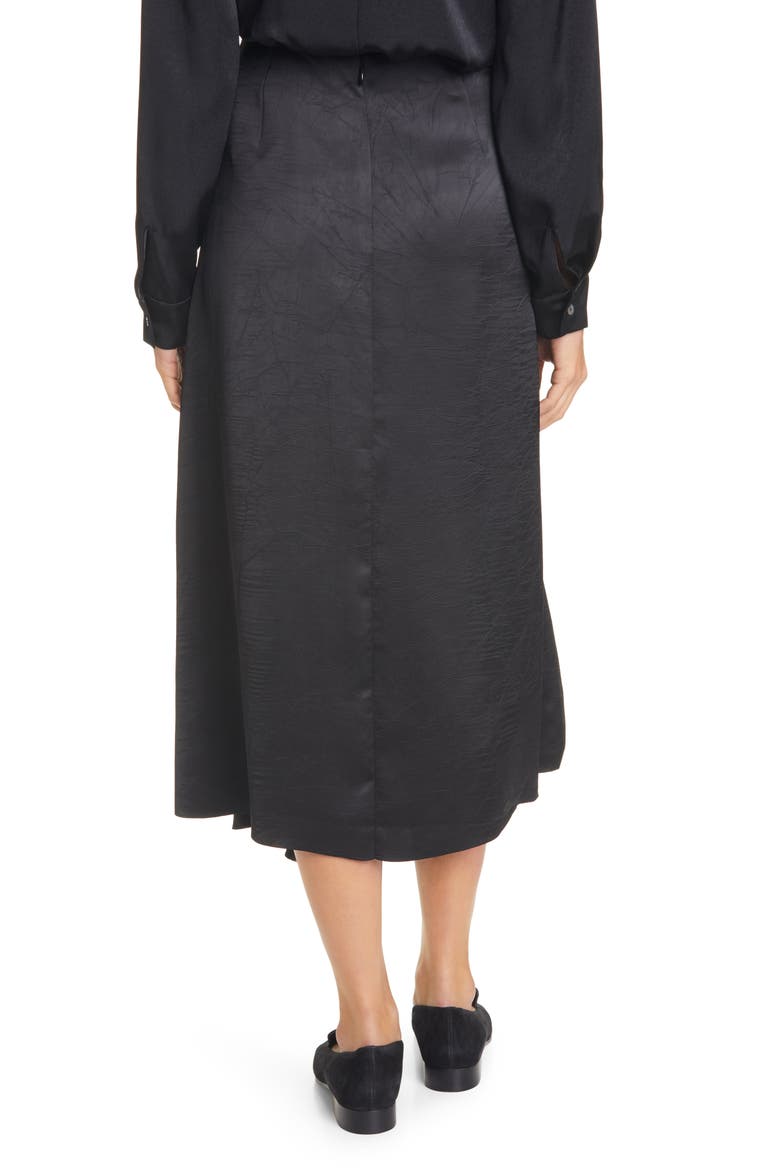 Tassel Detail Asymmetrical Satin Skirt, Alternate, color, BLACK