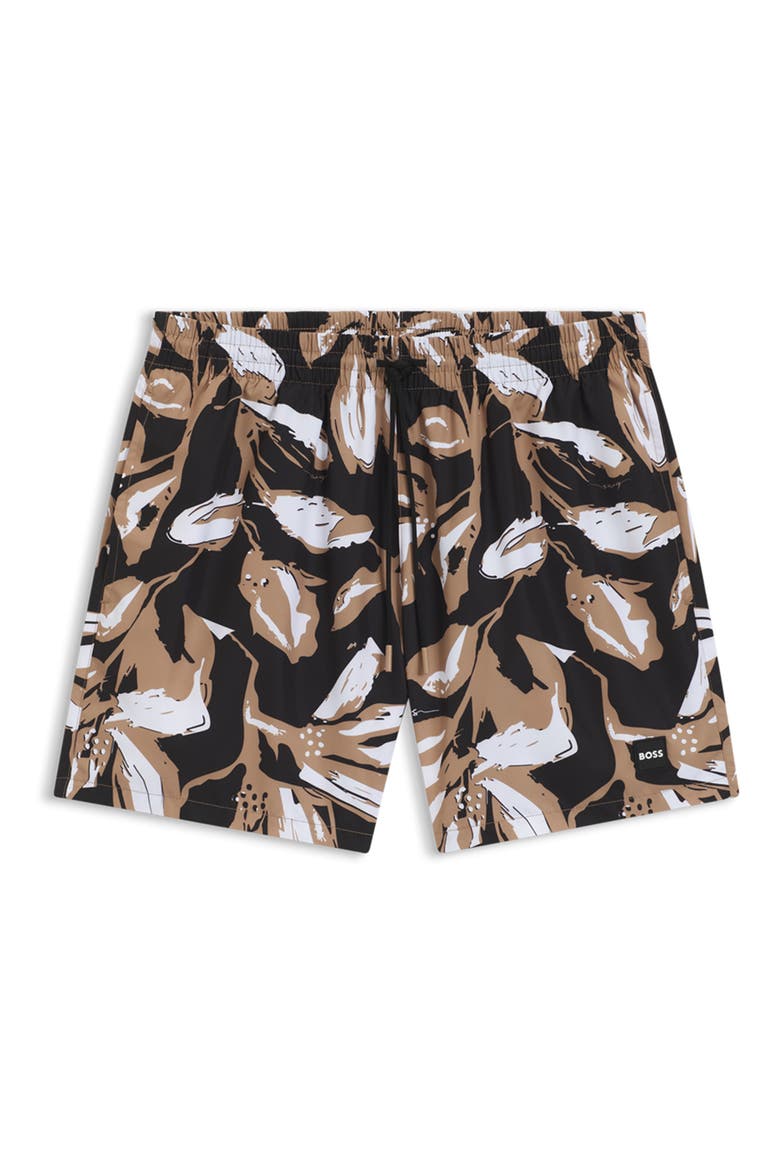 Piranha Swim Trunks, Alternate, color, BLACK