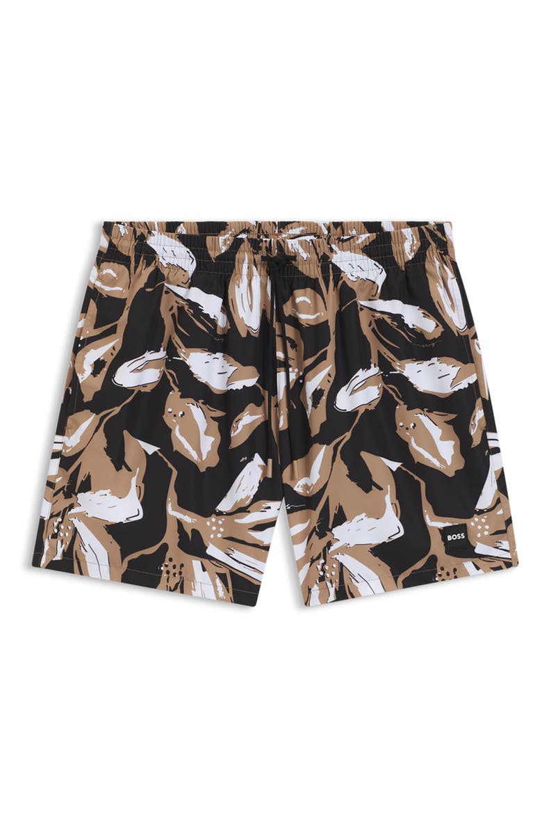 BOSS Piranha Swim Trunks, Alternate, color, Black