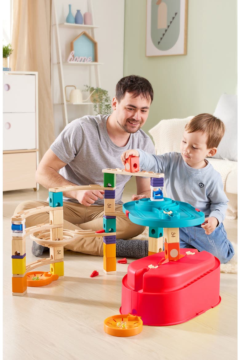 Quadrilla Marble Run Construction Stack Track Bucket Playset, Alternate, color, MULTI