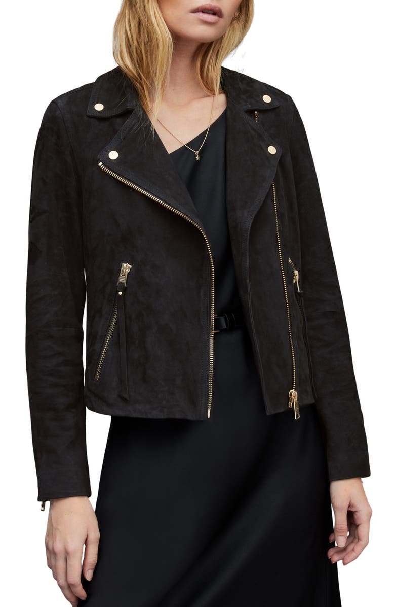 AllSaints Dalby Suede Biker Jacket, Main, color, 